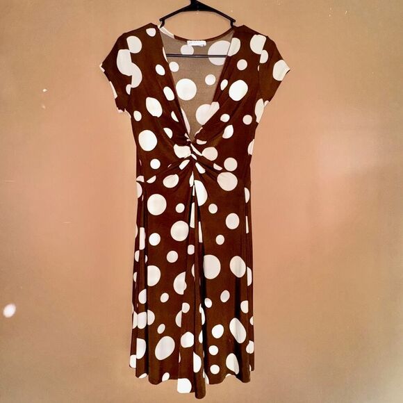 KoKoon Women's Brown Polka Dot Wrap Dress - Size Medium - Picture 5 of 8